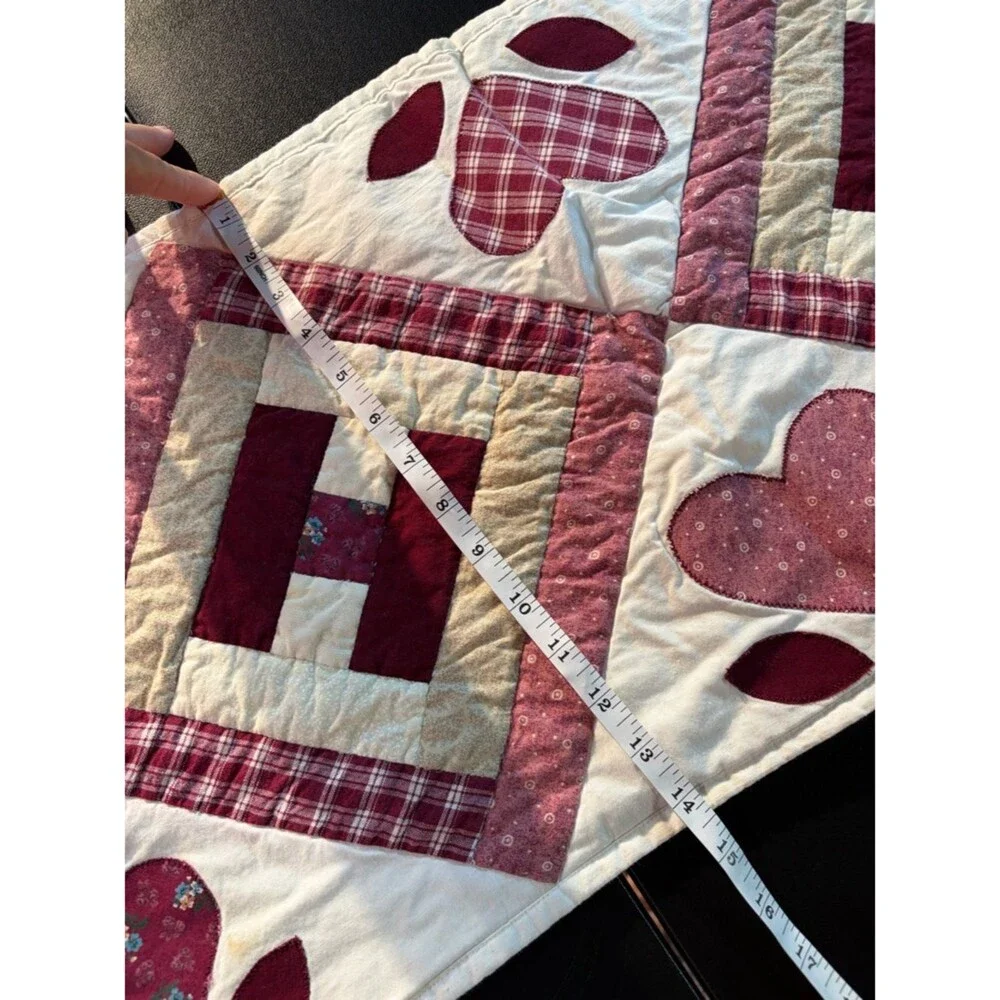 Handmade Pink Heart & Patchwork Table Runner